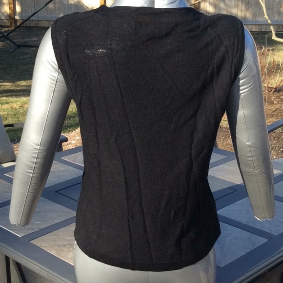 VTG 1990’s Blk Silk Knit Gold Embellished Twinset S - Picture 6 of 8